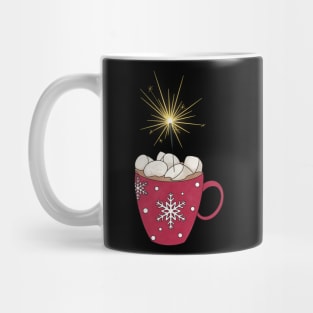 Hot coco in a Christmas mug with marshmallows and a sparkler Mug